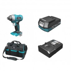 Dedra Set Masina de insurubat cu impact 110Nm hexagon interior 1/4 cu acumulator Li-Ion 18V 2.0Ah incarcator rapid 125W si geanta de transport